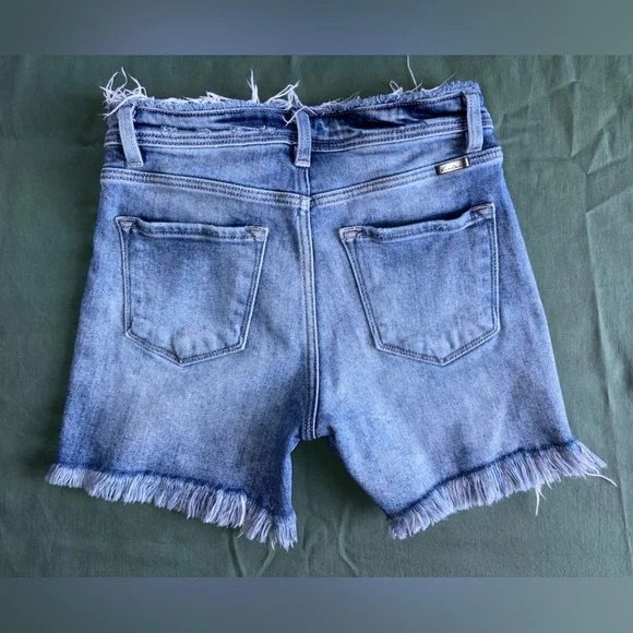 KanCan Light Wash Frayed Hem High-Rise Jean Shorts - Picture 3 of 7
